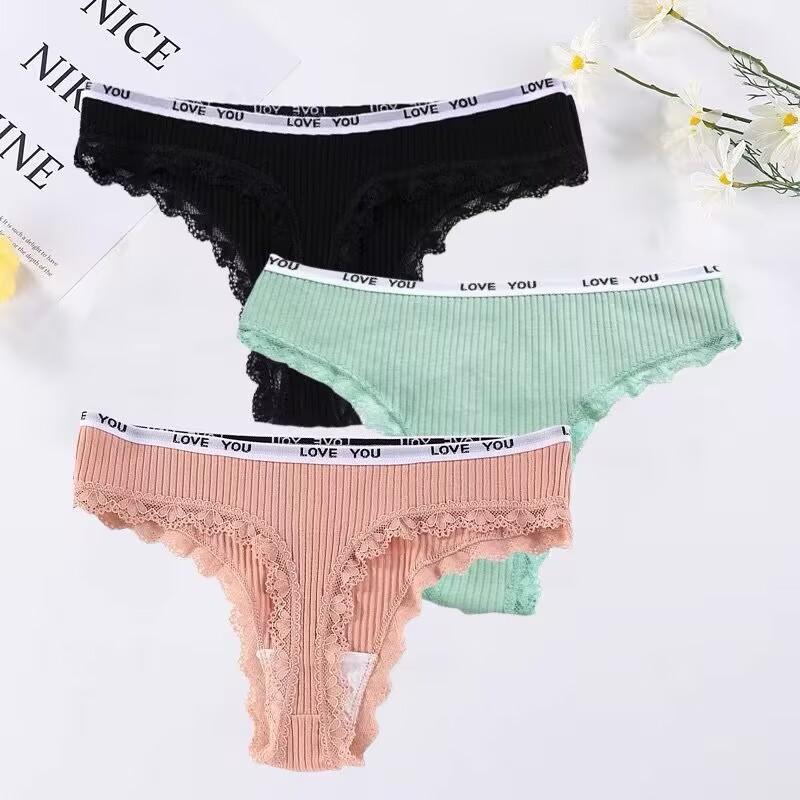 3PCS Women Thongs Panties G-String Cotton Women Underwear Female Low Waist Sexy Thong Womens Intimates Thongs Lingeries Tangas