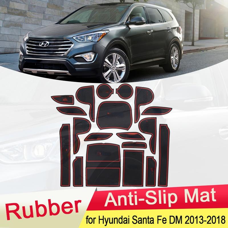 Для Hyundai Santa Fe DM 2013 2014 2015 2016 2017 2018 Резиновый противоскользящий коврик Паз двери Подставка под стакан Щелевой коврик для двери Подставка под стакан Аксессуары для автомобиля
