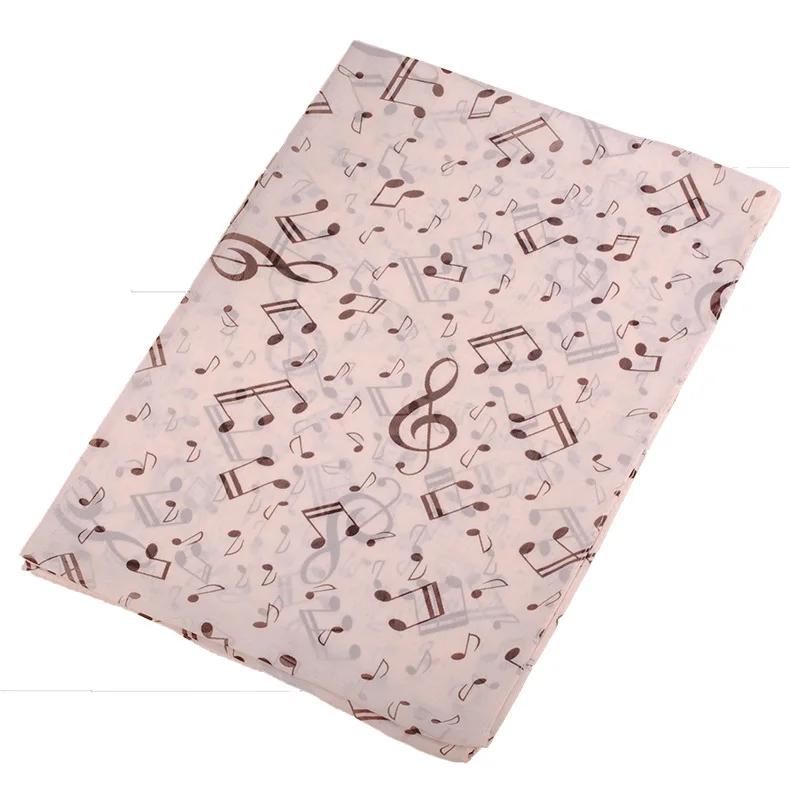 Ladies 50x160CM Scarves Musical Note Print Chiffon Neck Scarf Shawl Soft Scarves High Quality Fabulous Elastic Party Gift