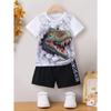 Summer Boys' Suit T-Shirt Tops Shorts Dinosaur Print Casual Fashion Children's Clothing 4-7y