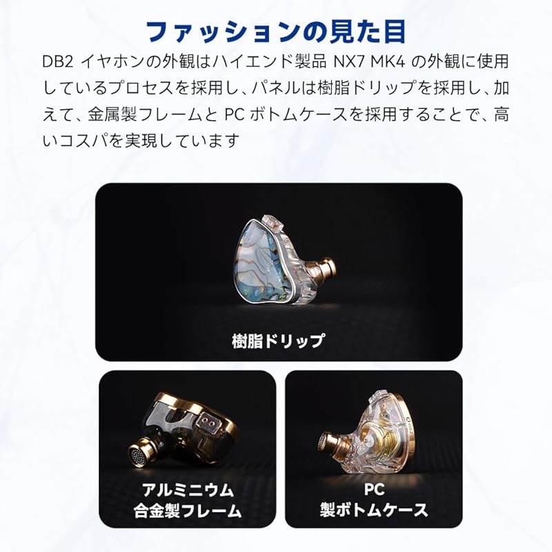 Наушники-вкладыши NICEHCK DB2, вставные, 1 динамический драйвер + 1 драйвер со сбалансированной арматурой, 0,78 мм 2Pin, штекер 3,5 мм, проводные, с заушной дужкой