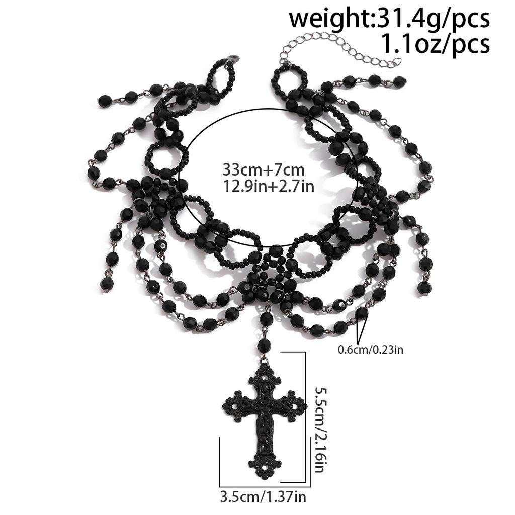 Ingemark Halloween Gothic Big Cross Jesus Pendant Choker Necklace for Women Multilayer Metal Chain Part Jewelry Accessories New