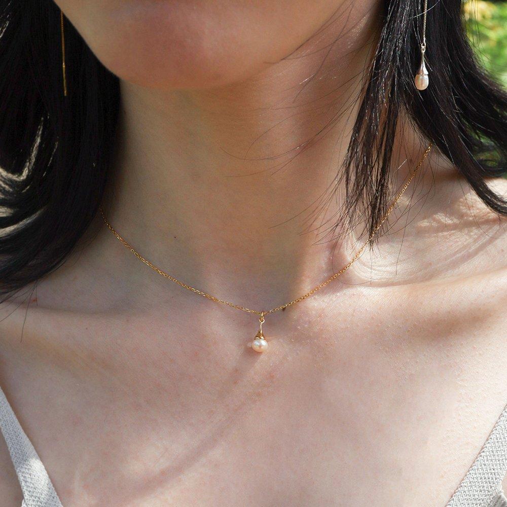 14K Gold-Filled Silver Tray Pearl Necklace