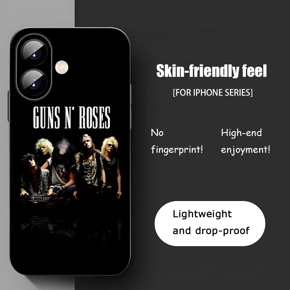 Чехол для телефона с изображением рок-группы Guns N' Roses для iPhone 17 16 15 14 13 12 11 X XR XS 8 Plus Mini Pro Max Мягкий черный ударопрочный чехол