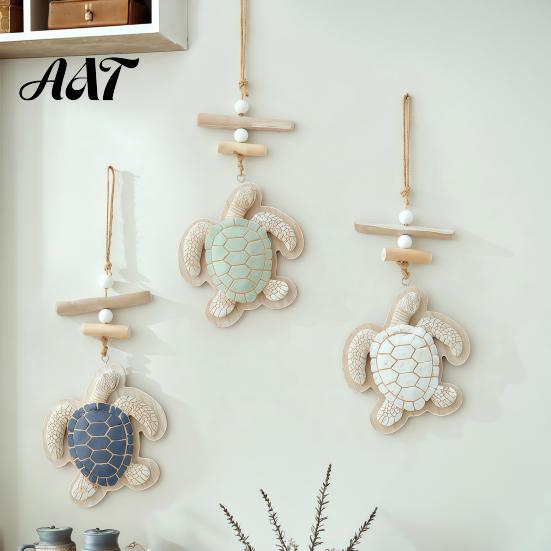 Ocean Style Wall Accent Lighted Wooden Sea Turtle Decor, Beachy Decor with Warm LEDs, Seaside Room Accessories Luminous Coastal Nautical Hanging