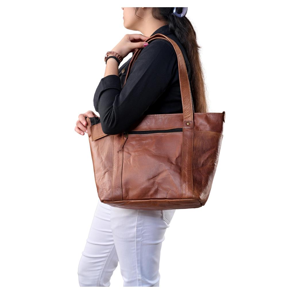 Handmade Vintage Leather Tote Bag – Women's Everyday Carryall