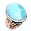 Двухцветное подарочное кольцо из чистого серебра 925 пробы с натуральным драгоценным камнем Ларимар S.7 d9w09