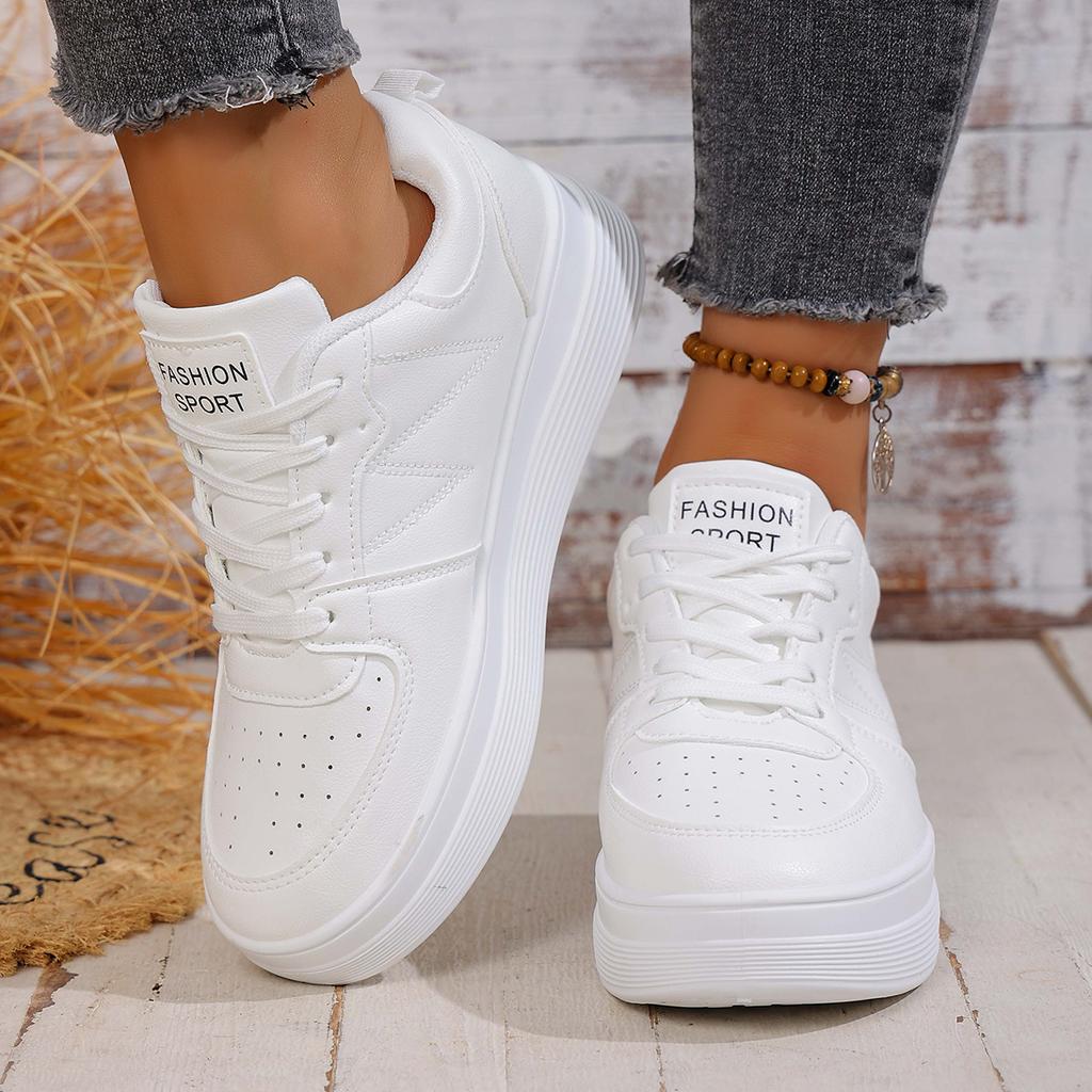 Модные Женские Кроссовки 2025 Повседневные Низкие Кроссовки из Искусственной Кожи Женские Корейская Версия Обувь Толстая Подошва Увеличивающие Рост Спортивная Обувь Женская