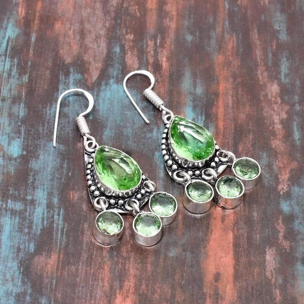 Цаворит, драгоценный камень, твердые серьги из стерлингового серебра 925 пробы, замечательные ювелирные серьги ручной работы