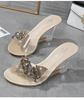 Women's High-Heeled Sandals Summer All-Match Simple Women's Shoes Beveled Transparent Heels