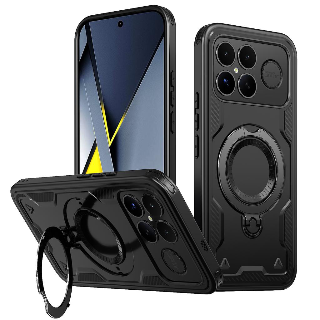 Бронированный противоударный чехол Fundas для Xiaomi Poco F8 Pro Ultra Redmi K90Pro Max 360° Вращающаяся магнитная подставка ТПУ Пластиковая крышка для телефона