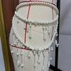 Multilayer Long Imitation Pearls Waist Chain Belt with Tassel Women Elegant Body Chain Accessory for Dresses and Sweater