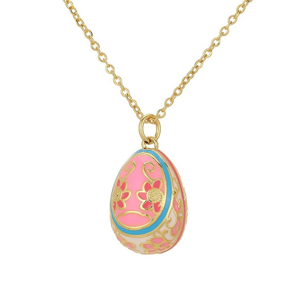 Floral Easter Egg Pendant Zircon Necklace Pendant Light Luxury Colorful Enamel Pendant Women