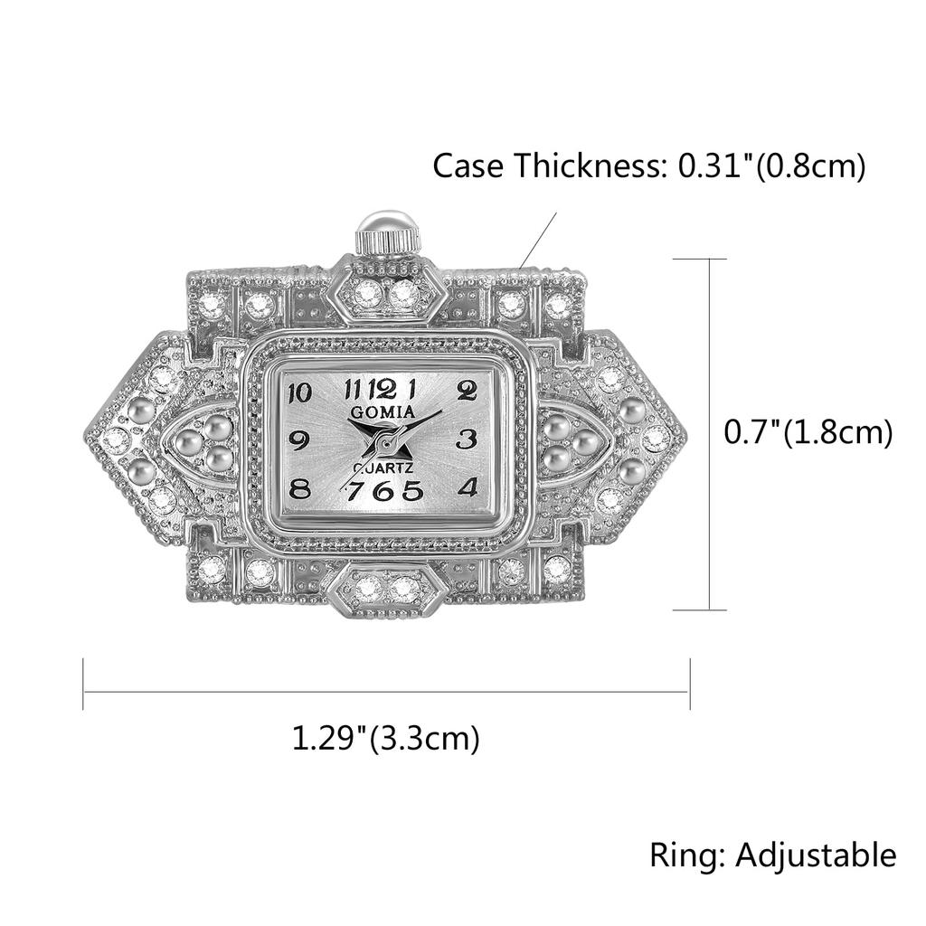 Кольцо-часы бесплатно 3ATM квадратное кольцо кольцо цифровой модный аксессуар женский, размер, водонепроницаемый, часы, часы, аналоговый, милый, серебристый, белый, женский