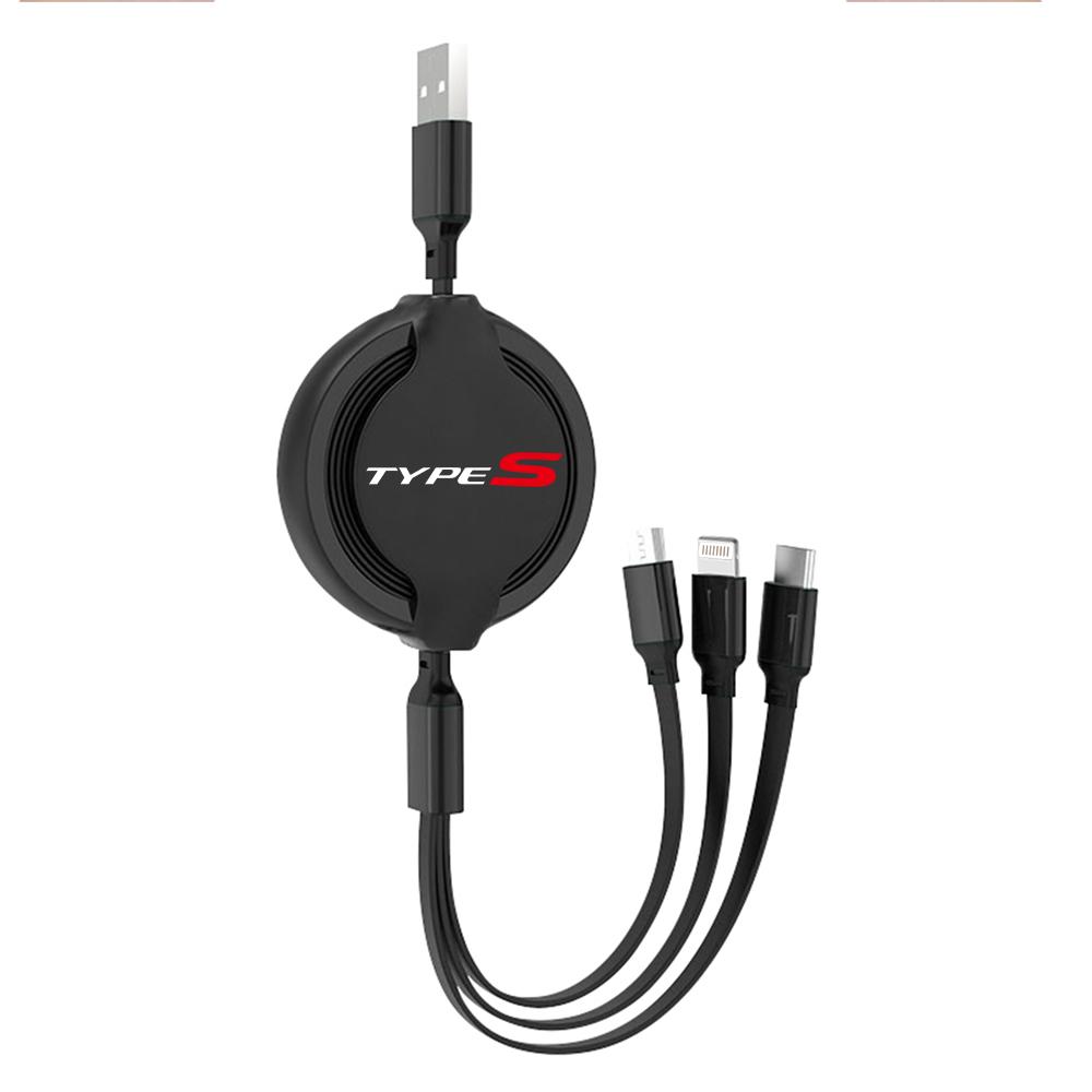 Car Phone Charger Fast Wire Charging Cable Three-head Data Cable For Honda Civic Accord Crv Hrv City Jazz CR-Z Element Insight RF6