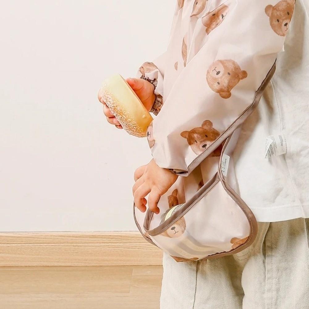 Washable Feeding Apron Colorful Cartoon Printing Full Body Cover Bibs  Drawing Activity
