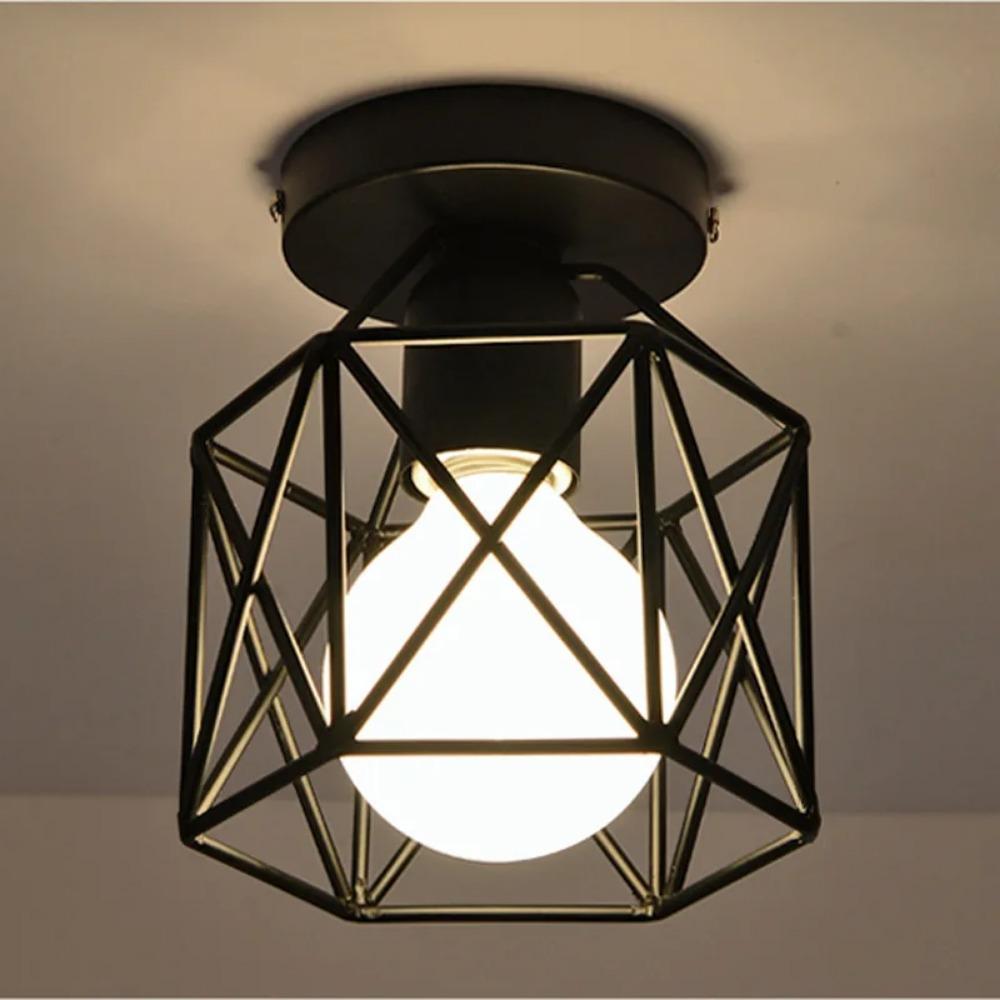Modern Nordic Black Wrought Iron E27 Led Ceiling Lights for Kitchen Living Room Bedroom Study Balcony Restaurant Cafe Hotel