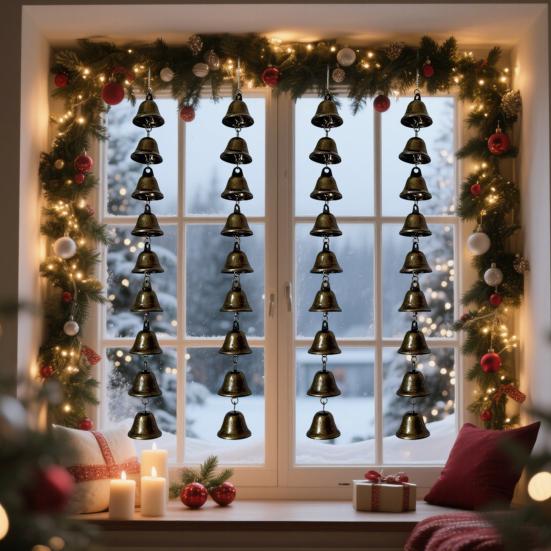 Vintage Hanging Wind Chime Weather-proof Metal Wind Bell Cluster with Chain Retro Outdoor Garden Patio 6/9 Bells Hanging Decoration Ornament