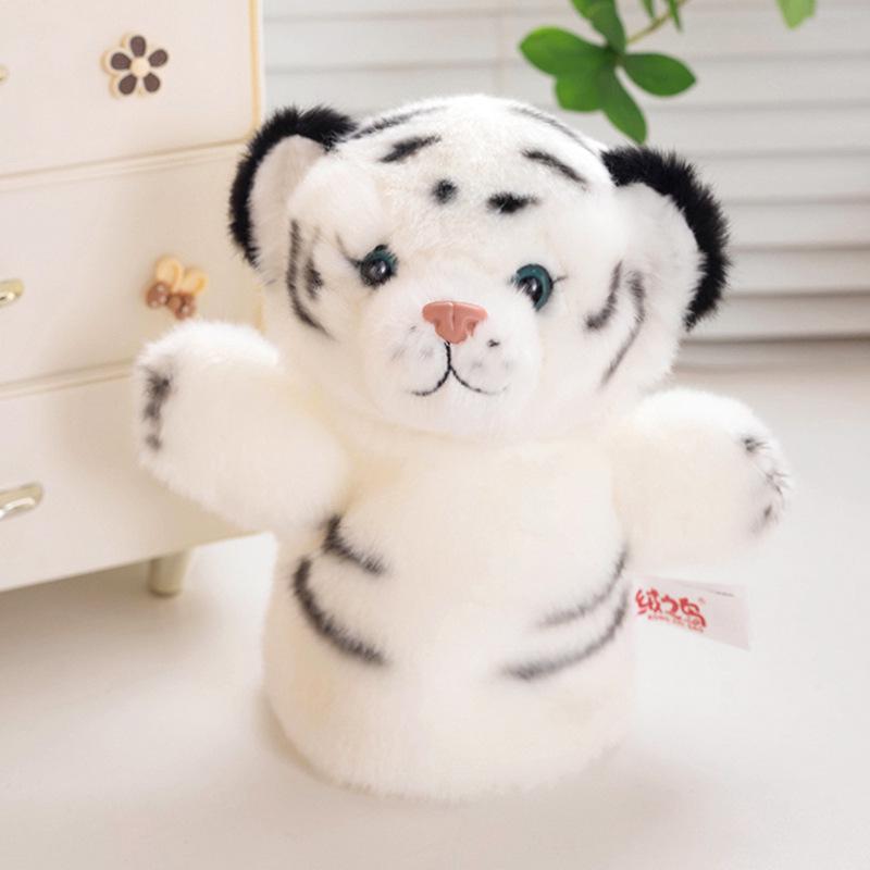 Куклы-перчатки лесных животных: Фигурки Тигра, Слона, Леопарда и Ягненка для Рассказывания Историй и Игр