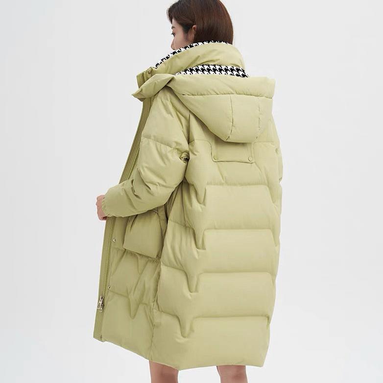 Длинная хлопковая куртка свободного покроя с капюшоном и воротником-стойкой в ​​корейском стиле, зимняя верхняя одежда