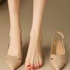 Summer New Solid Color Hollow Pointed Toe Breathable Casual Fashion High Heels New Elegant Comfortable Low Heel Sandals