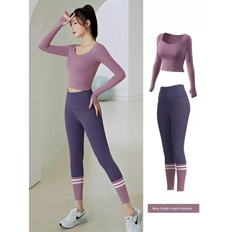 Pilates Yoga Clothes for Women 2025 New Arrival Running with Chest Pad Professional Quick-Drying Sports Long-Sleeved Top Fitness Suit