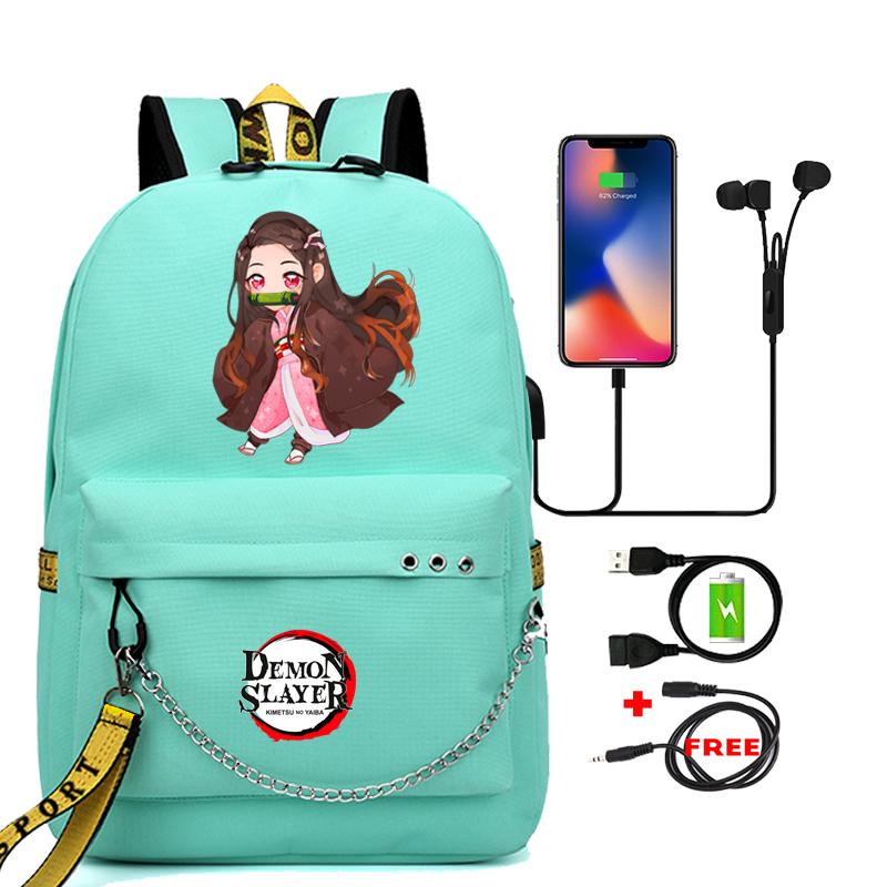 Аниме Demon Slayer Nezuko Bookbag Подростковый рюкзак Школьные ранцы для мальчиков и девочек Mochilas Мультяшный принт Сумка для ноутбука Снова в школу Рюкзак