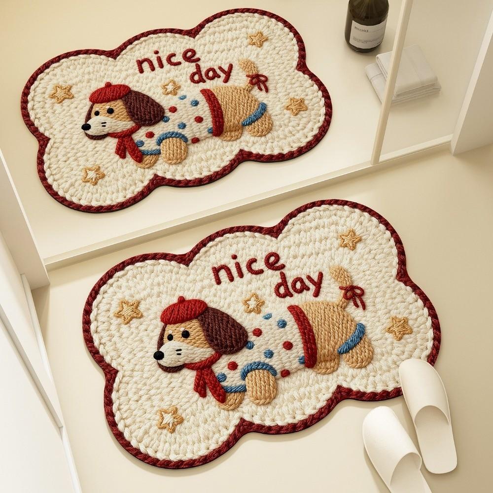 Quick Dry Bathroom Mat Weaving Texture Floor Mat Creative Absorbent Mat Laundry Room