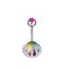Multi-Color Turquoise Belly Button Ring with Skull and Ball Design