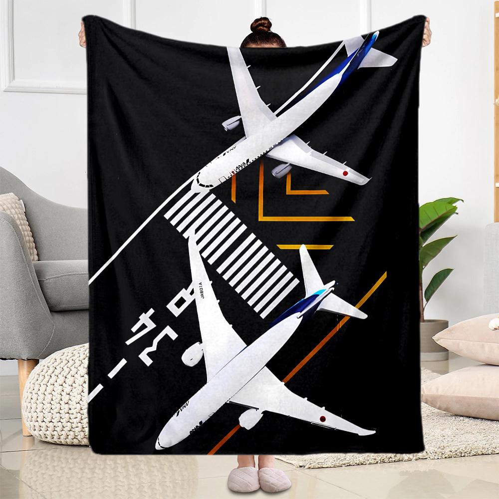 Airport Runway Blanket Soft Warm Cozy Great for Picnics Office Chair Livingroom for All Seasons Modern Style Gifts For Family Or Friends