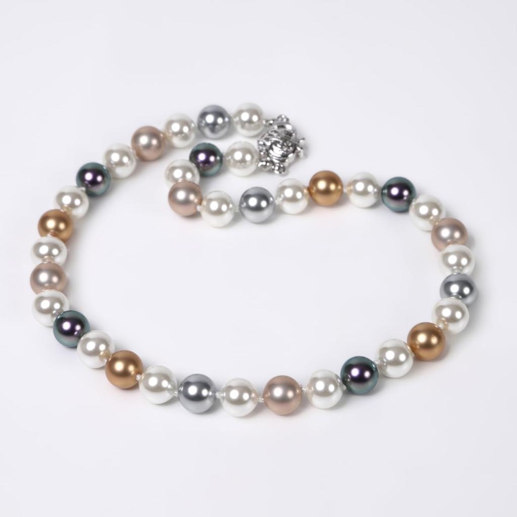 От Yumi Yumi sienne Pearl Large Все сделано в Японии [MIONO] [Производство Katsura] Ожерелье, Бусы, Многоцветный, Церемонии, Простой, Популярный, Узлы, (10мм Серебро)