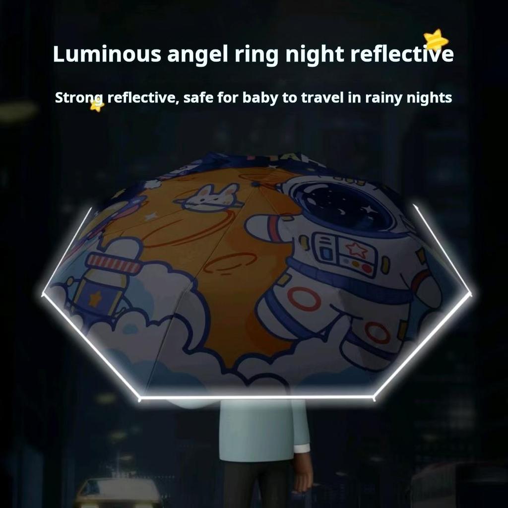 Детский автоматический безопасный зонт с механизмом защиты от обратного хода, всепогодная защита от солнца и дождя