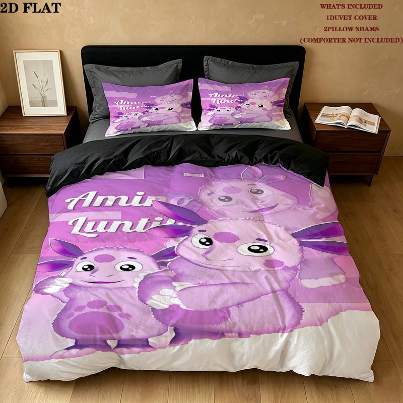 Luntik Bedding Quilt Set Quilt Cover Pillowcase Home Decoration Birthday Gift (1 * duvet cover + 2 * pillowcase, without core)