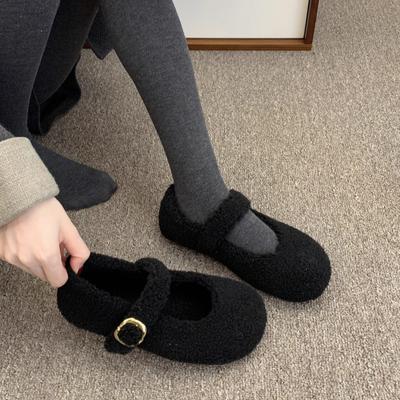 Бархатные балетки на плоской подошве Xiaoxiangfeng для женской коллекции осень-зима 2025, с круглым носком, универсальные, на мягкой подошве, Мэри Джейн, из хлопка