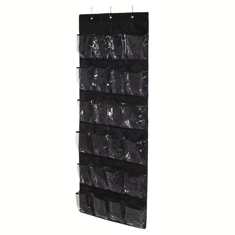 24 Bag Shoe Organizer, Sturdy Wardrobe Storage Rack Hangs On Door with 3 Metal Hooks To Store Shoes, Sneakers, Other Items