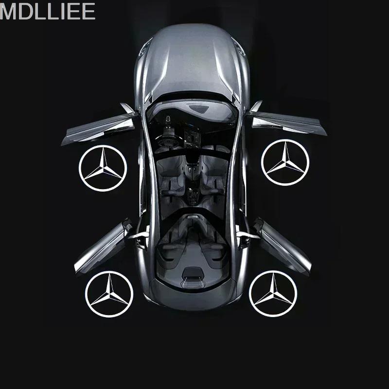 2 шт. Автомобильная подсветка двери с эмблемой для Mercedes Benz A C E GLC GLA GLE GLB Класса W177 W205 W212 W213 X253 X156 W166 X247