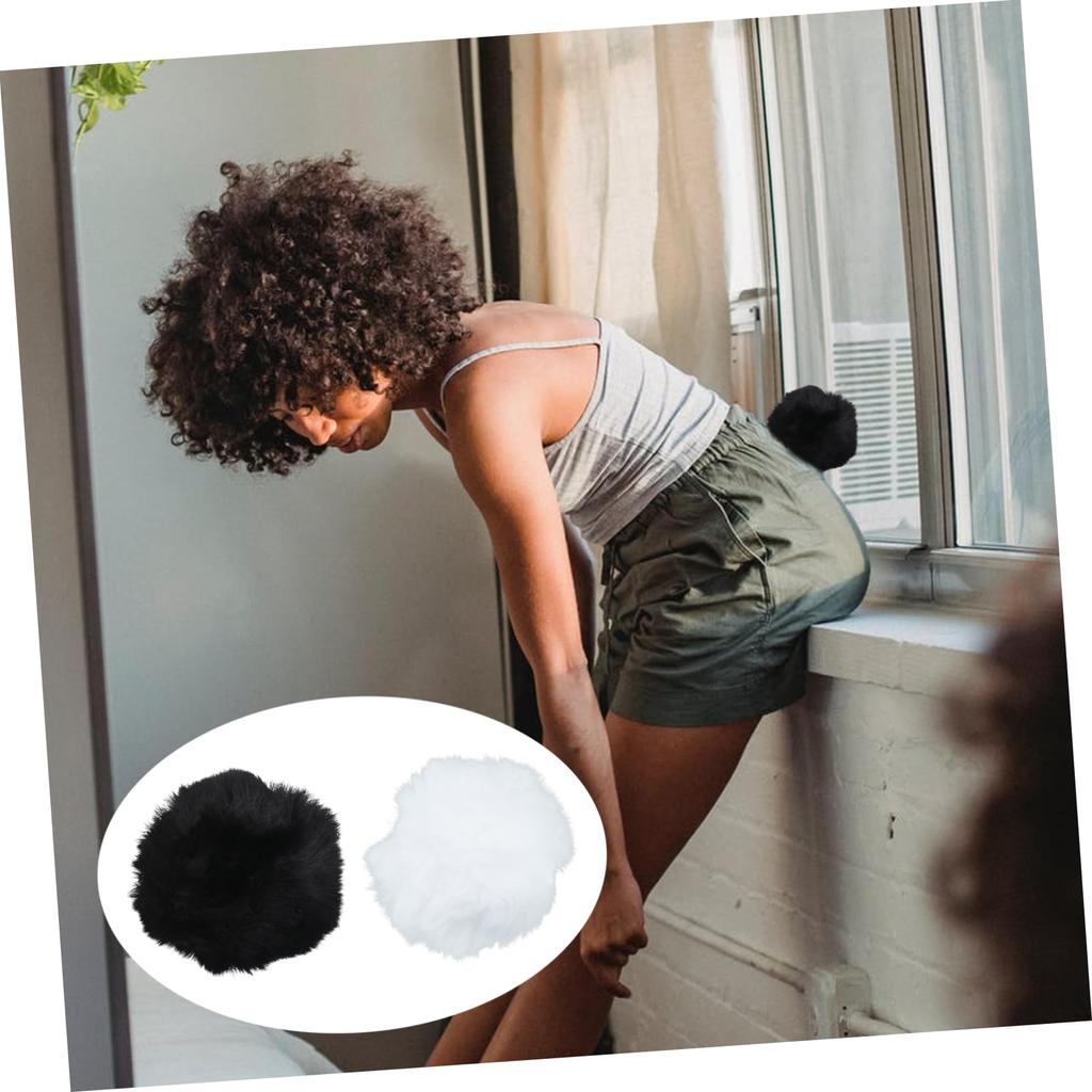 LEDMOMO Plush Bunny Tail with Safety Pin, Lightweight and Easy To Attach, Perfect for Cosplay Props, Halloween, Parties, Carnivals, and Easter, 2