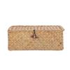 Natural Seagrass Storage Basket Woven Rectangular Shelf Basket Bins with Lids Desktop OrganizerM