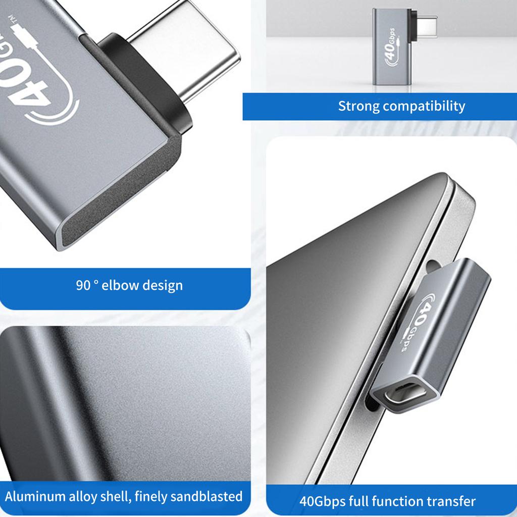Высокоскоростной USB-адаптер типа C, разъем «папа-мама», быстрая передача данных 40 Гбит/с, быстрая зарядка PD 100 Вт