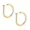 2pcs Hip Hop Punk Style D-Shaped Nose Ring/Lip Ring/Earring,Stainless Steel Jewelry,Hypoallergenic No-Piercing Ear Cuff