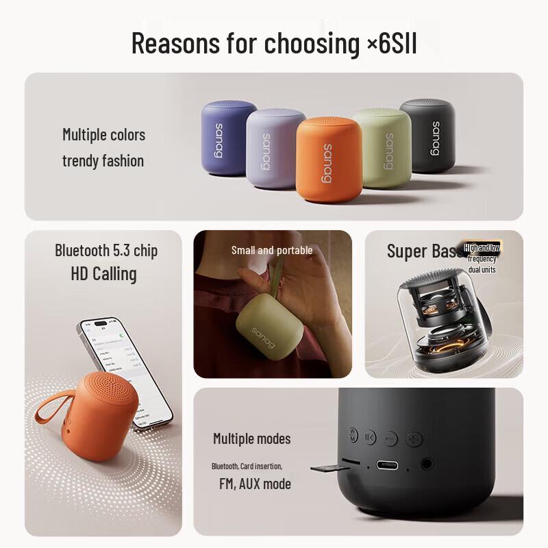 Портативная Bluetooth-колонка sanag X6SII Штепсель CN (адаптер в комплекте)