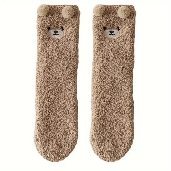 Носки - SHOP-STORY - TSOCKS BEIGE - Плюшевый мишка - Универсальный размер - Мягкие и теплые