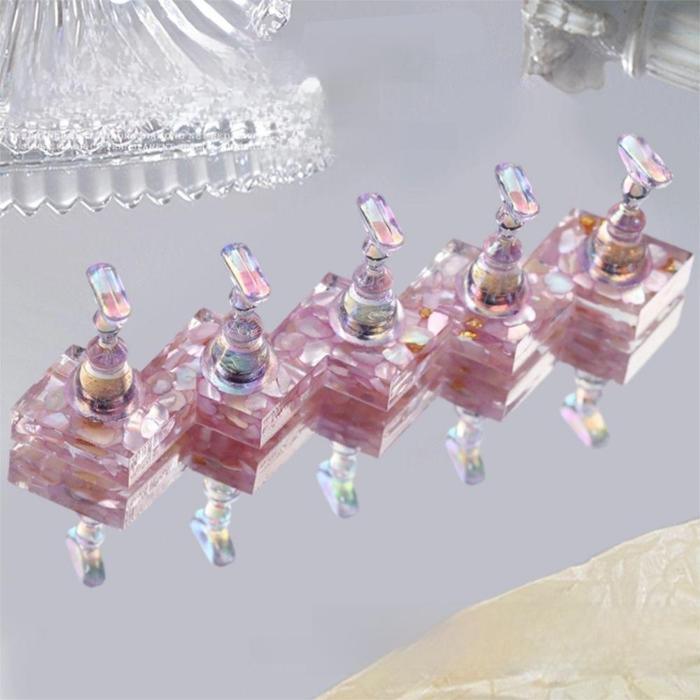 Многоразовая акриловая подставка для накладных ногтей Квадратное/Круглое основание Набор для демонстрации типсов для ногтей DIY Роспись