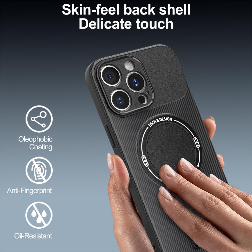 For iPhone 14 Pro Case with Kickstand Carbon Fiber Texture PC+TPU Phone Cover