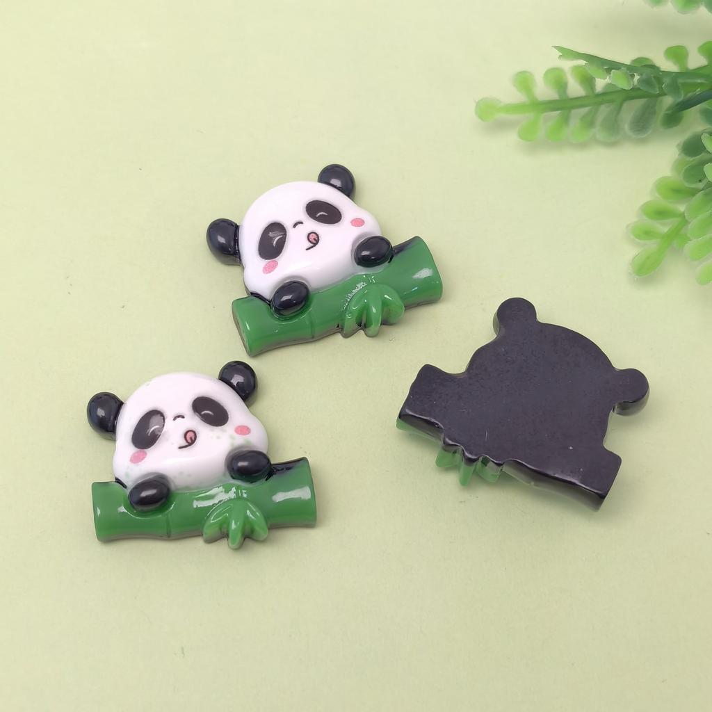 New Sweet 100Pcs Bamboo Panda Resin Flatback Cabochons Cartoon Animal No Hole Beads for DIY Scrapbooking Jewelry Making