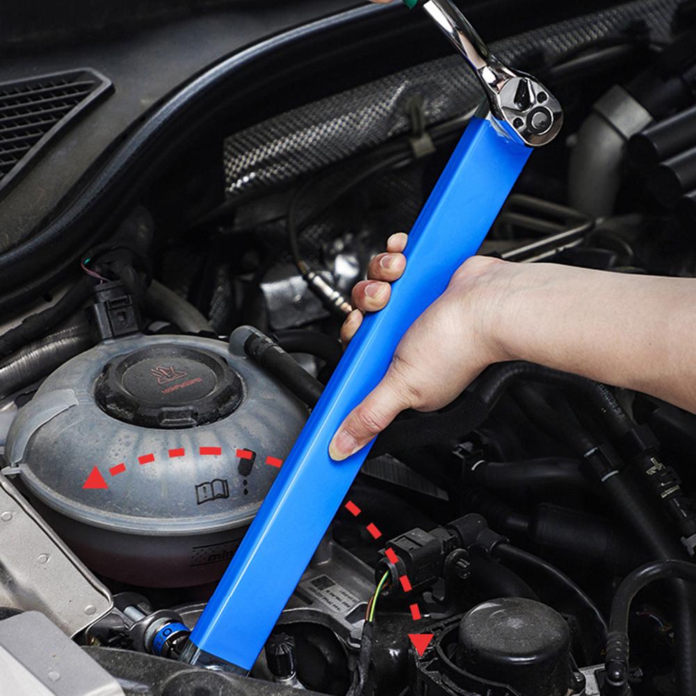 Трещоточный удлинительный ключ 39 см с 4 адаптерами Компактный смещенный удлинительный ключ Мультитул Двусторонний ключ Автомобильный инструмент