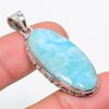 Подвеска из стерлингового серебра 925 пробы с драгоценным камнем Natural Republic Larimar 1,75 дюйма F9R58