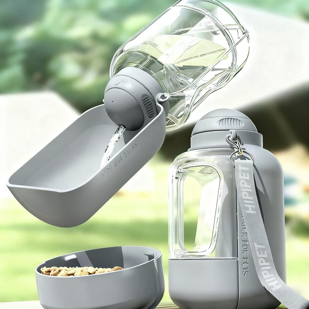 Hipipet Portable Dog Water Bottle With Food Container 34oz Water 10oz Food Leakproof Bpa Free Pet Water Dispenser For Outdoor Walking Hiking Travel
