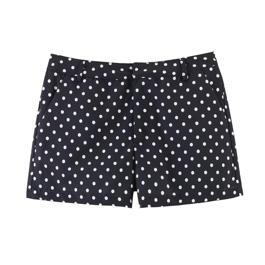 Women’s Polka Dot Long Sleeve Cardigan and Shorts Set 2025 Spring Summer Two-Piece Outfit Casual Slim Fit