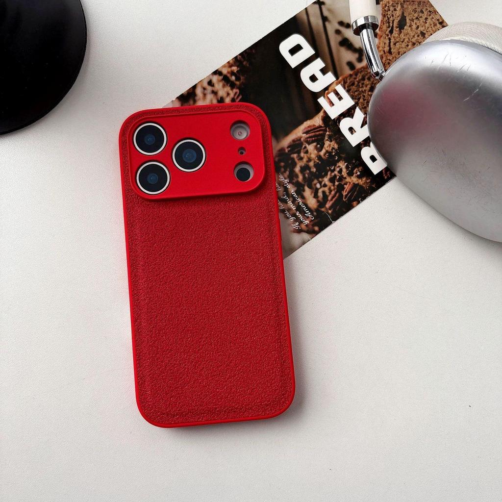 Solid Color Moon Crater Leather Phone Case for Apple 17PROMAX/15PRO - Trendy, Drop-Proof, Protective